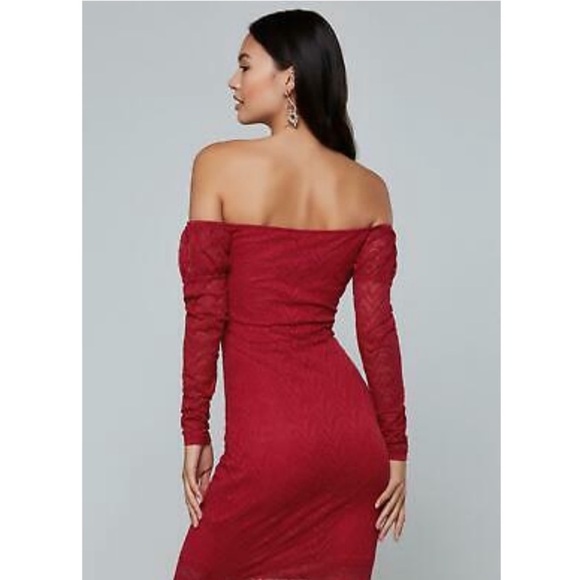 NWT Bebe off shoulder red lace dress, valentines. size M - Picture 3 of 8